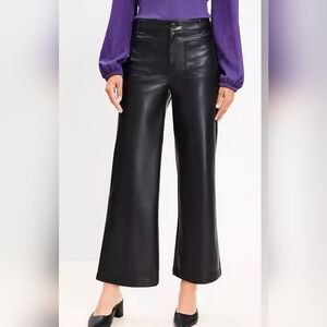 Loft Black Faux Leather Pants Size 10P